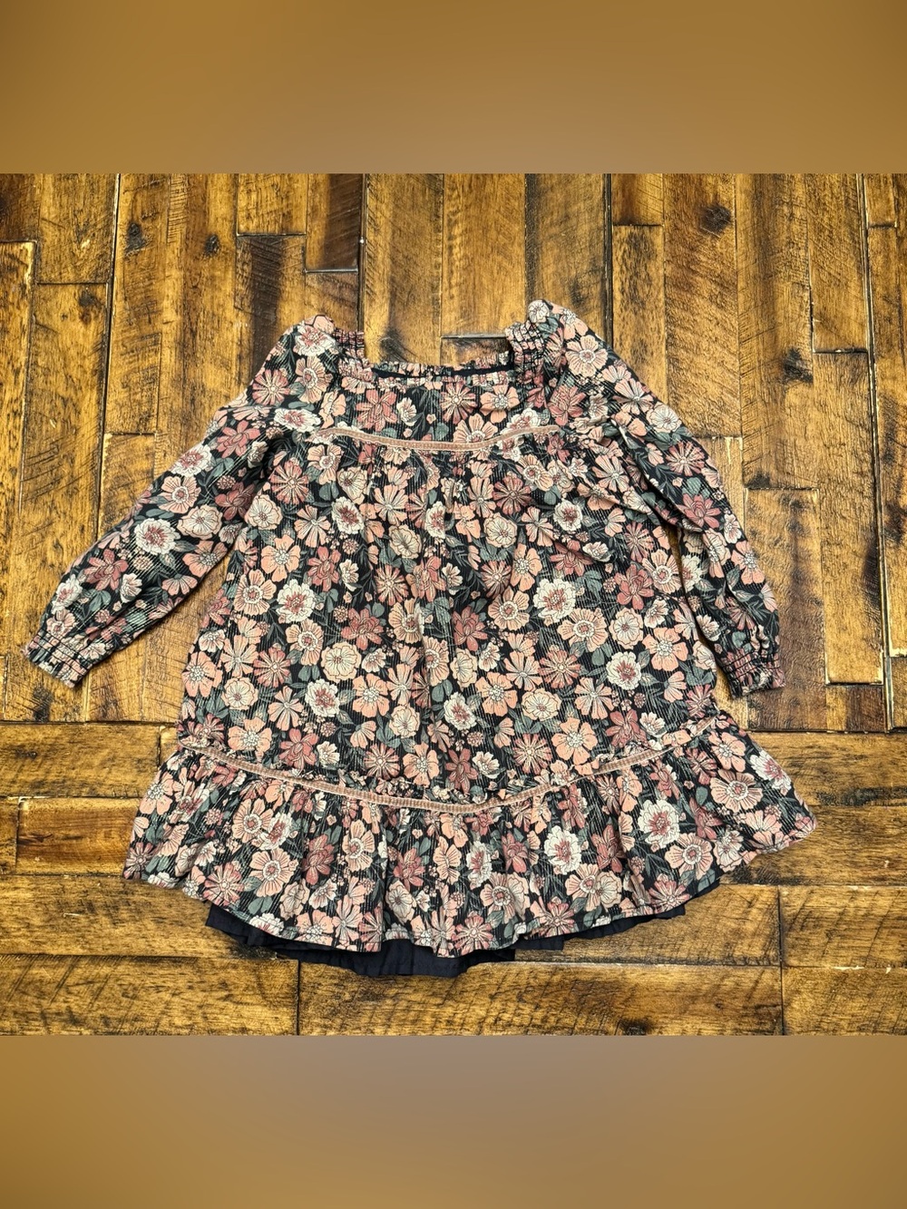 cupcakes & cashmere Girls' Floral Peasant Dress - Pink & Green